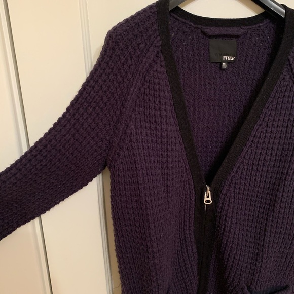 Wilfred Free. Navy Blue Waffled Knit Cardigan